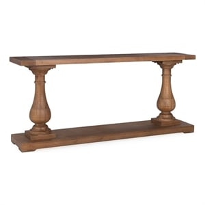 Pemberly Row Transitional Reclaimed Pine Wood Console Table in Mission Brown