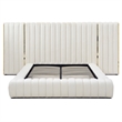 Pemberly Row Modern Velvet Upholstered Queen Platform Bed with Wings in Cream
