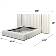 Pemberly Row Modern Velvet Upholstered Queen Platform Bed with Wings in Cream
