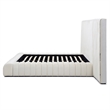 Pemberly Row Modern Velvet Upholstered Queen Platform Bed with Wings in Cream