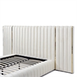 Pemberly Row Modern Velvet Upholstered Queen Platform Bed with Wings in Cream