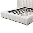 Pemberly Row Modern Velvet Upholstered Queen Platform Bed with Wings in Cream