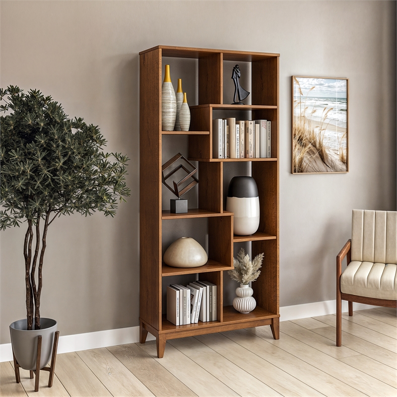 Pemberly Row Transitional Solid Wood Bookcase 72