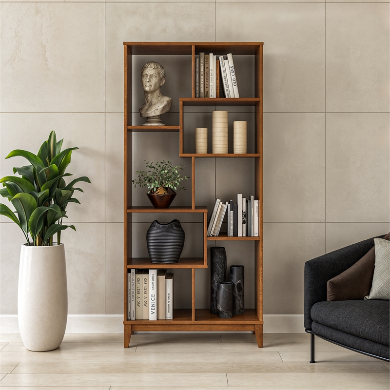 Pemberly Row Transitional Solid Wood Bookcase 72