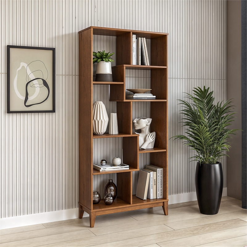 Pemberly Row Transitional Solid Wood Bookcase 72