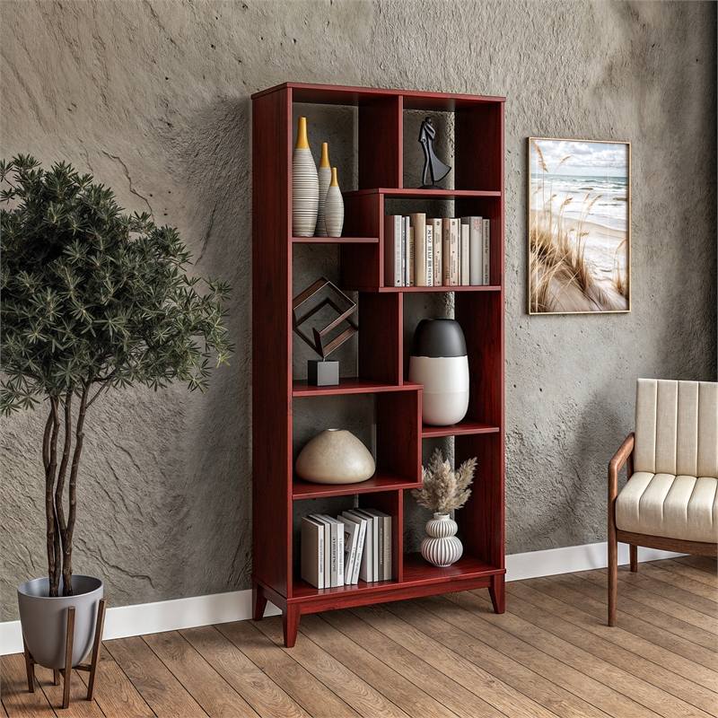 Pemberly Row Transitional Solid Wood Bookcase 72