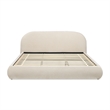 Pemberly Row Puffy Grounded Upholstered Platform Bed in Light Beige Chenille