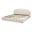 Pemberly Row Puffy Grounded Upholstered Platform Bed in Light Beige Chenille