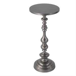 Pemberly Row Transitional 10&quotW Rnd Metal Pedestal End Table in Nickel