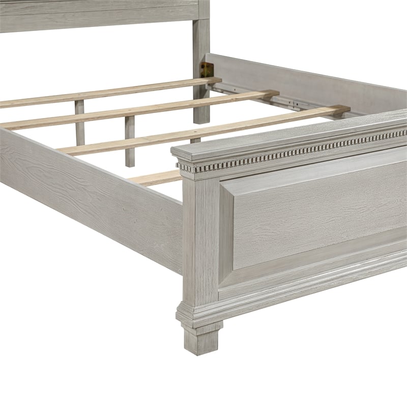 Pemberly Row Transitional Wood Upholstered Queen Panel Bed in Gray