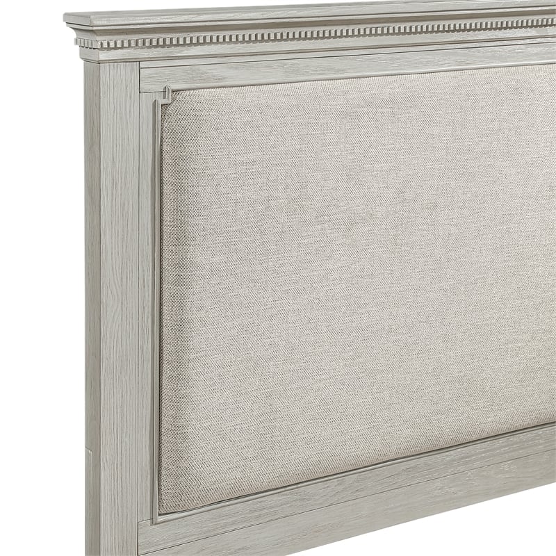 Pemberly Row Transitional Wood Upholstered Queen Panel Bed in Gray