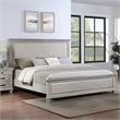 Pemberly Row Transitional Wood Upholstered Queen Panel Bed in Gray