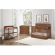 Pemberly Row Contemporary Wood Changing Table in Walnut with 2 Open Shelves