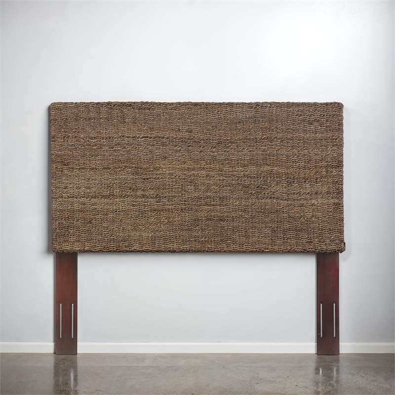 Pemberly Row Rattan Natural Wilmington Queen Banana Leaf Panel Headboard