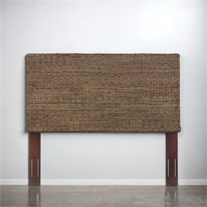 Pemberly Row Rattan Natural Wilmington Queen Banana Leaf Panel Headboard