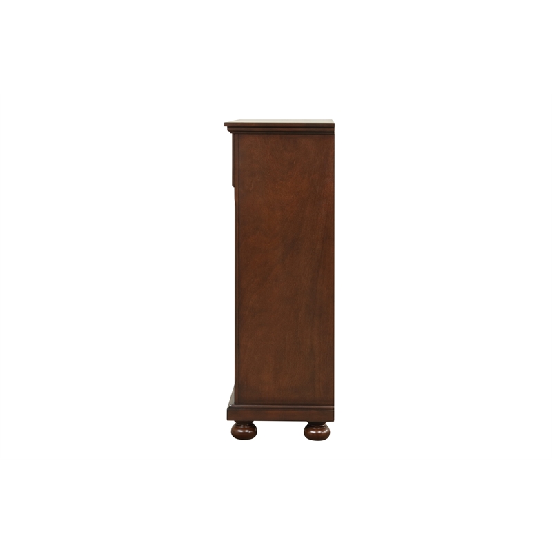 Pemberly Row Contemporary Wood Vintage Bronze Chest in Rustic Cherry