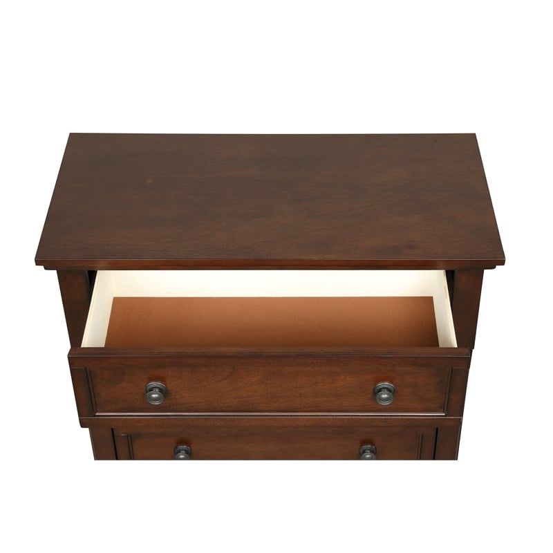 Pemberly Row Contemporary Wood Vintage Bronze Chest in Rustic Cherry