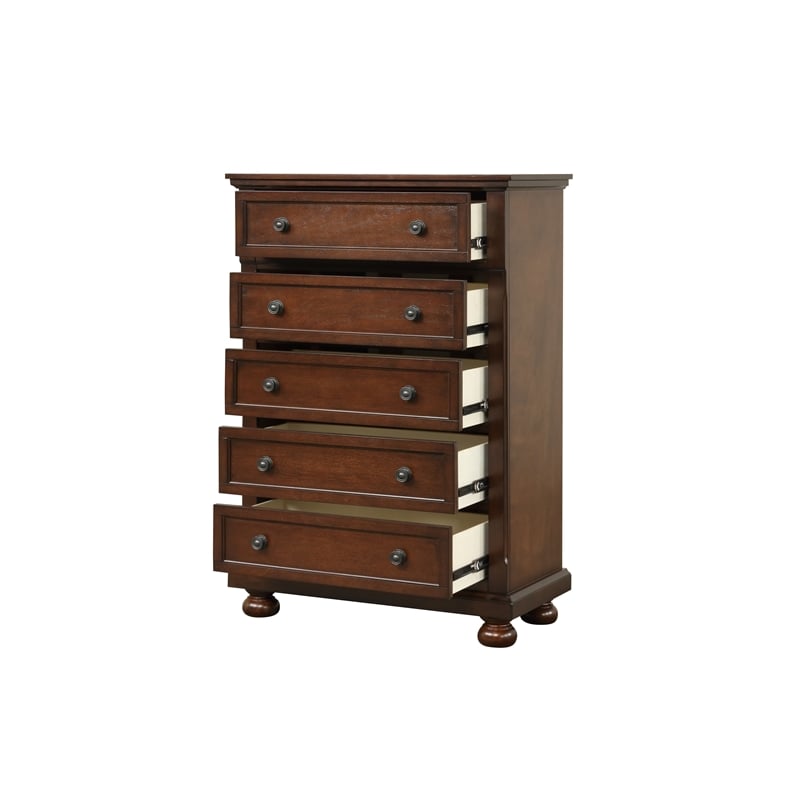 Pemberly Row Contemporary Wood Vintage Bronze Chest in Rustic Cherry