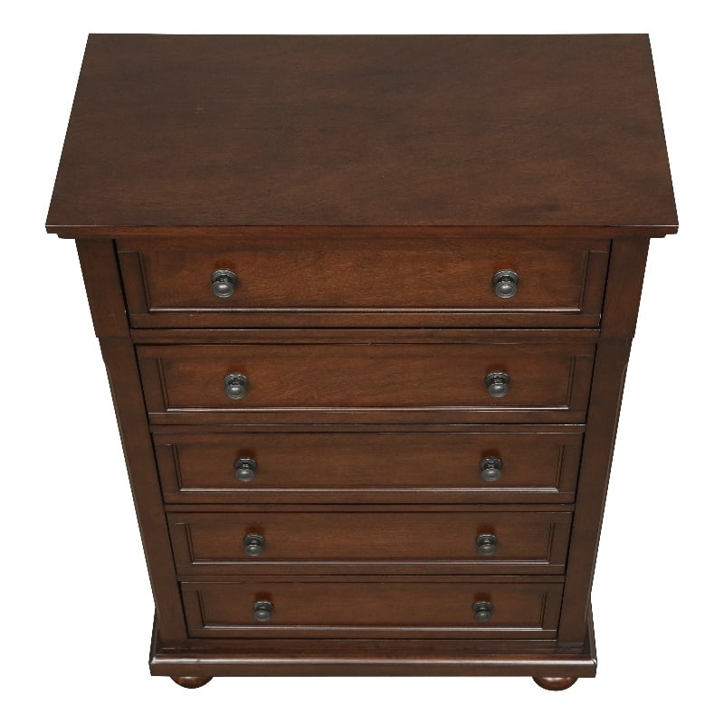 Pemberly Row Contemporary Wood Vintage Bronze Chest in Rustic Cherry