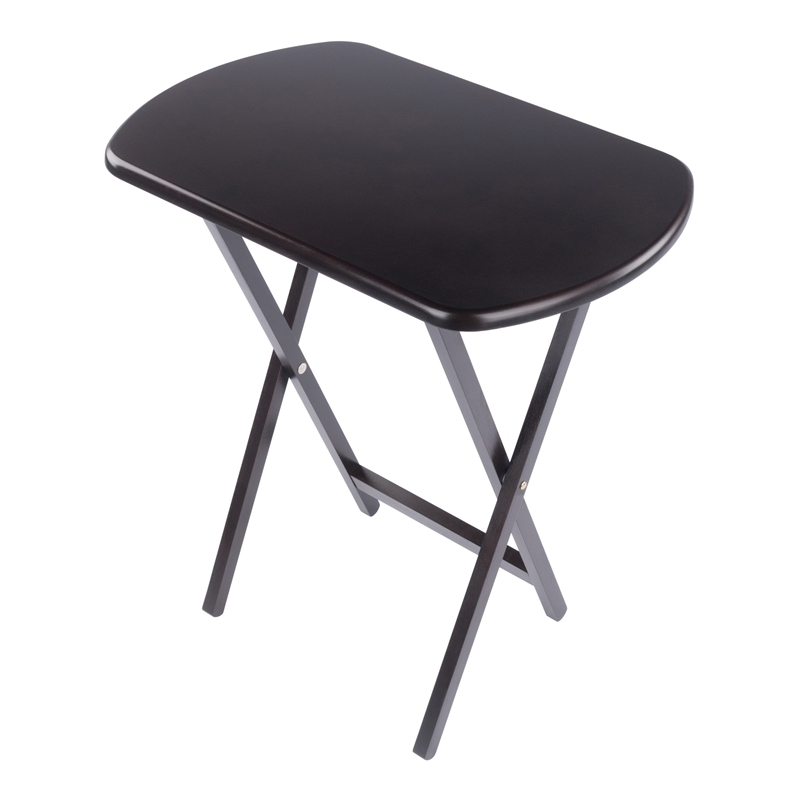 Pemberly Row Solid Wood Corbett 4 Oversized Snack Table and Stand Coffee Finish