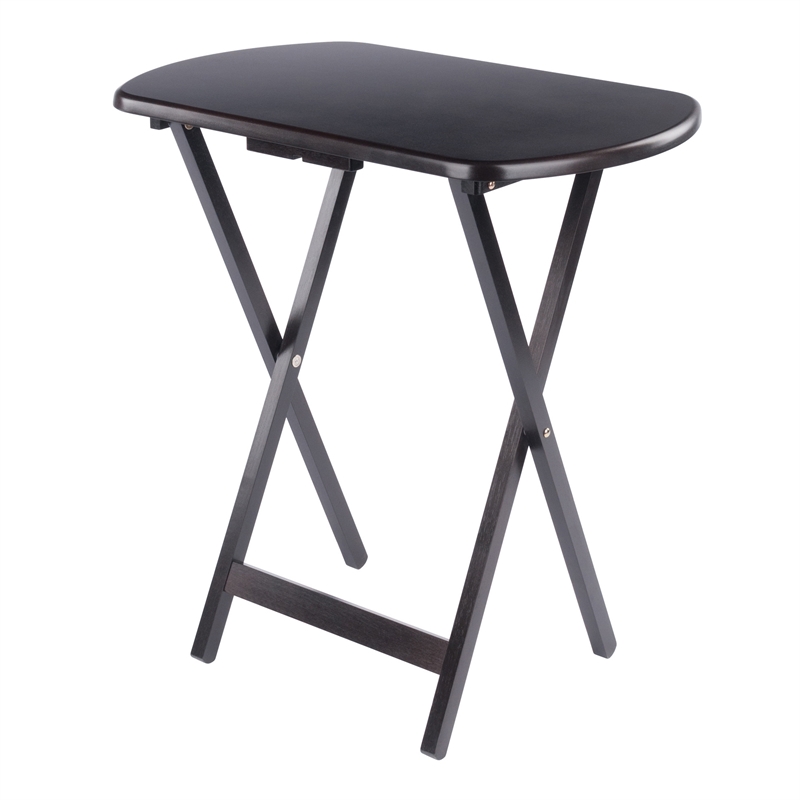 Pemberly Row Solid Wood Corbett 4 Oversized Snack Table and Stand Coffee Finish