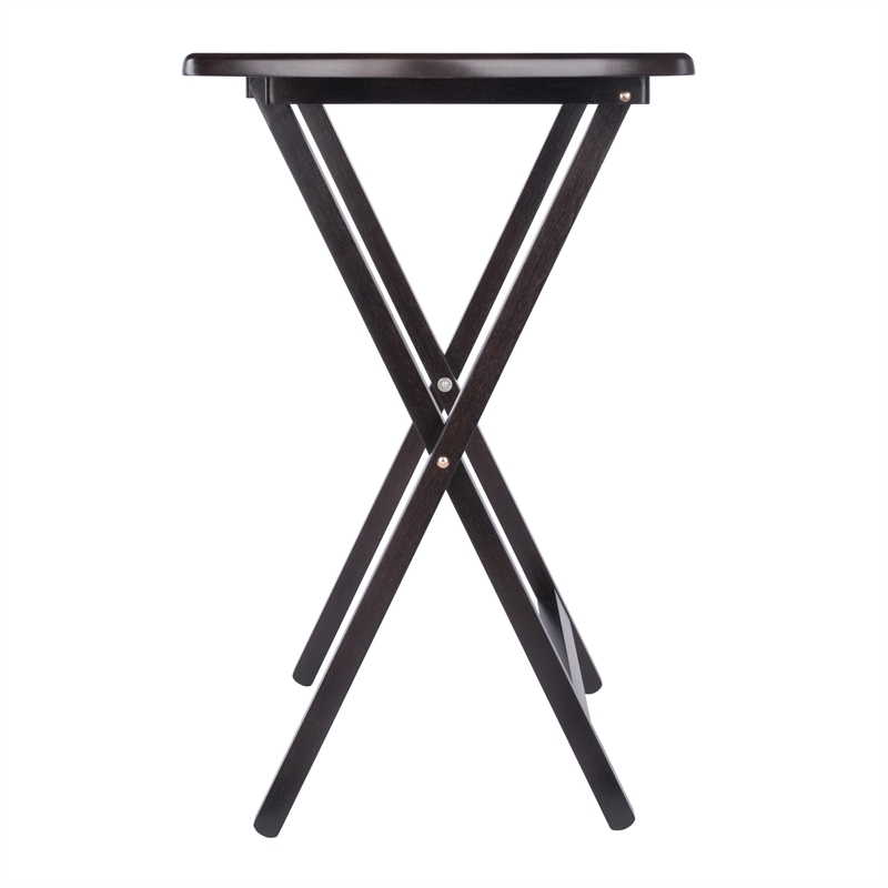 Pemberly Row Solid Wood Corbett 4 Oversized Snack Table and Stand Coffee Finish