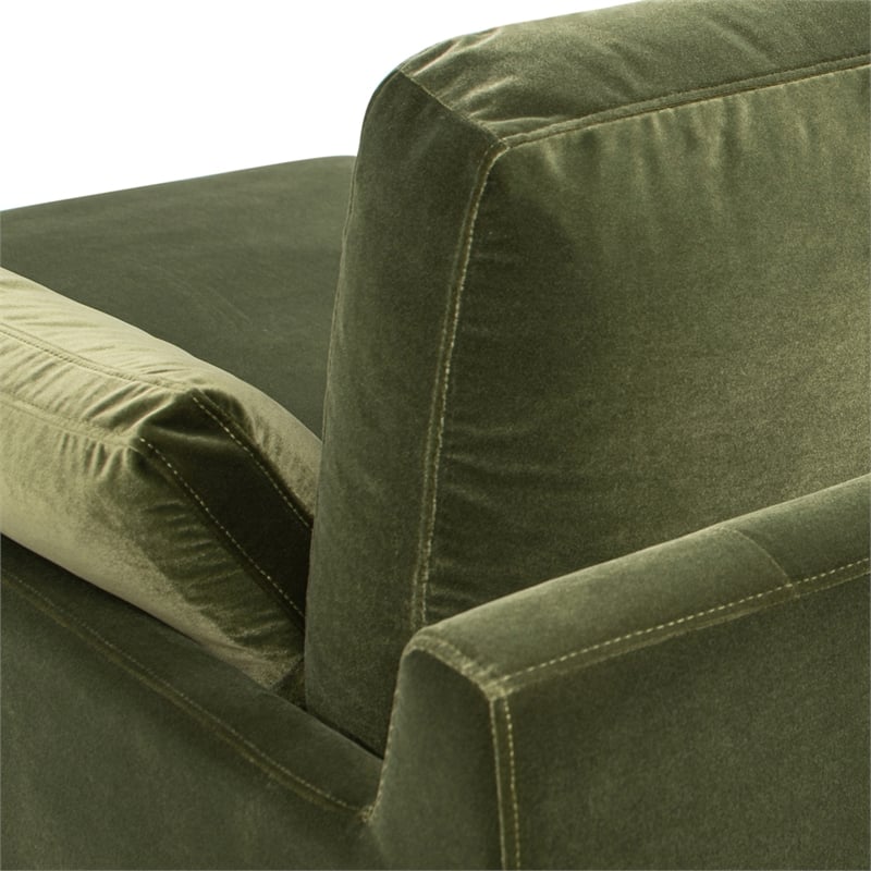 Pemberly Row Modern Farmhouse Chaise Lounge Chair Olive Green Performance Velvet