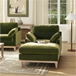 Pemberly Row Modern Farmhouse Chaise Lounge Chair Olive Green Performance Velvet