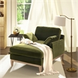 Pemberly Row Modern Farmhouse Chaise Lounge Chair Olive Green Performance Velvet