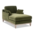 Pemberly Row Modern Farmhouse Chaise Lounge Chair Olive Green Performance Velvet