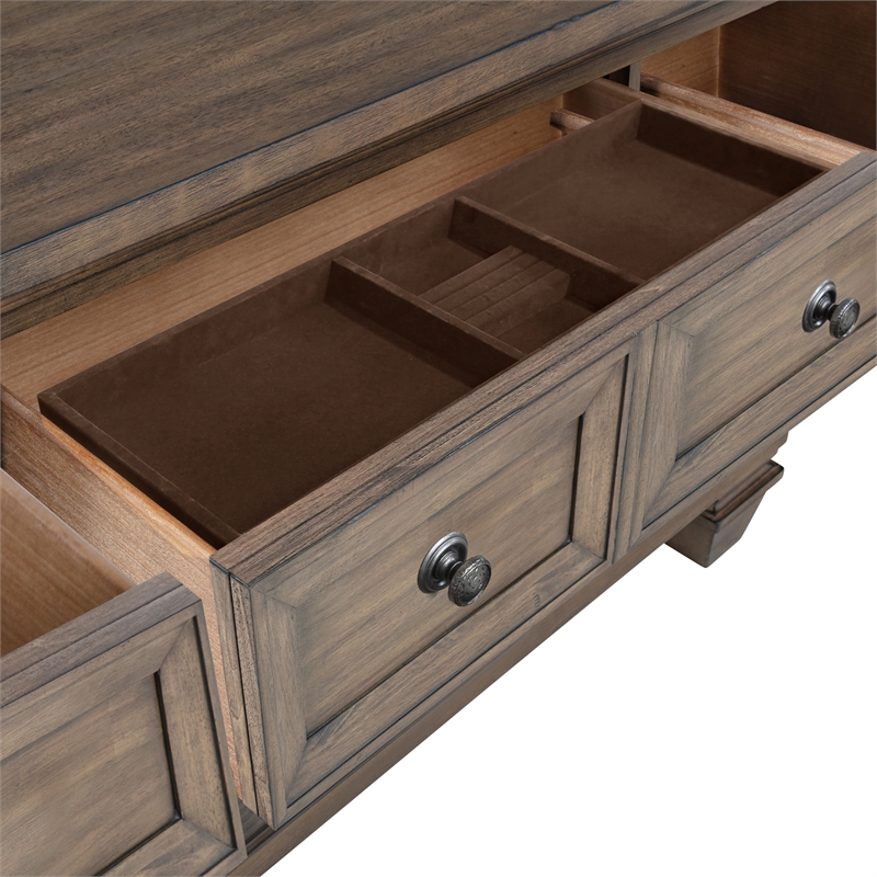 Pemberly Row Traditional 5-Piece Wood King Bedroom Set in Mocha