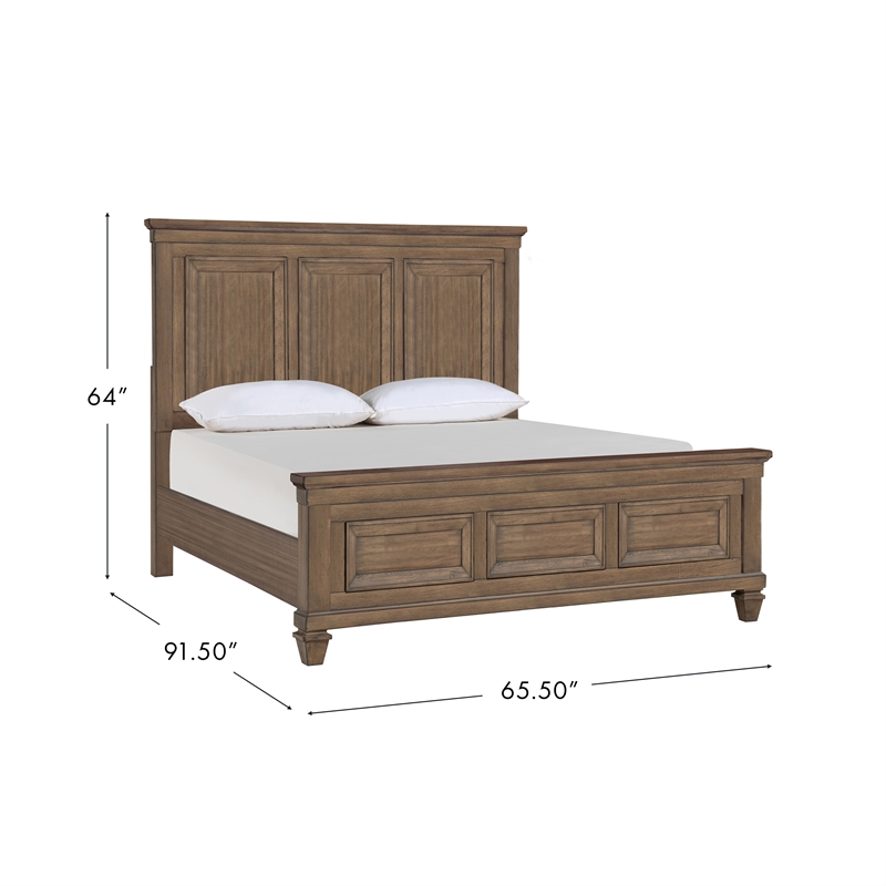 Pemberly Row Traditional Wood Queen Size Bed in Vintage Mocha