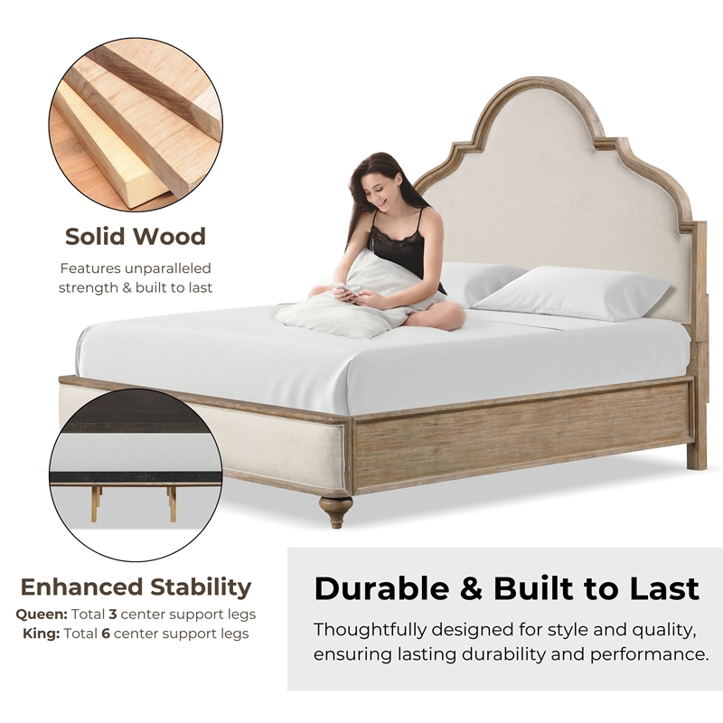 Pemberly Row Transitional Wood King 3-Piece Bedroom Set in Oak