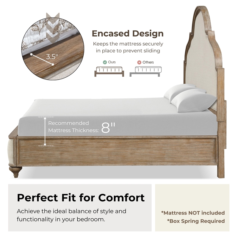 Pemberly Row Transitional Wood King 3-Piece Bedroom Set in Oak