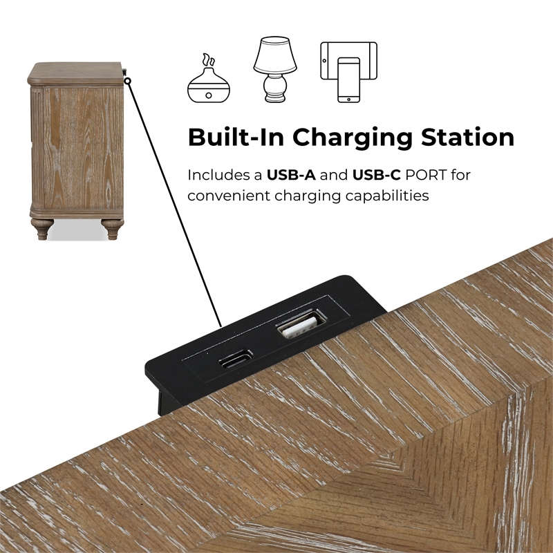 Pemberly Row Transitional Wood King 3-Piece Bedroom Set in Oak