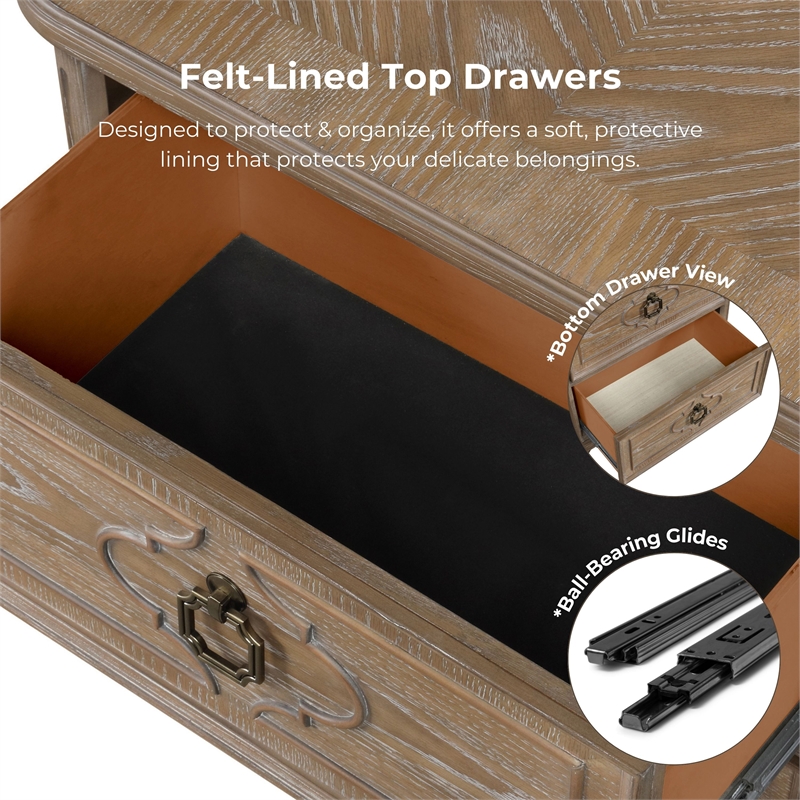 Pemberly Row Transitional Wood King 3-Piece Bedroom Set in Oak