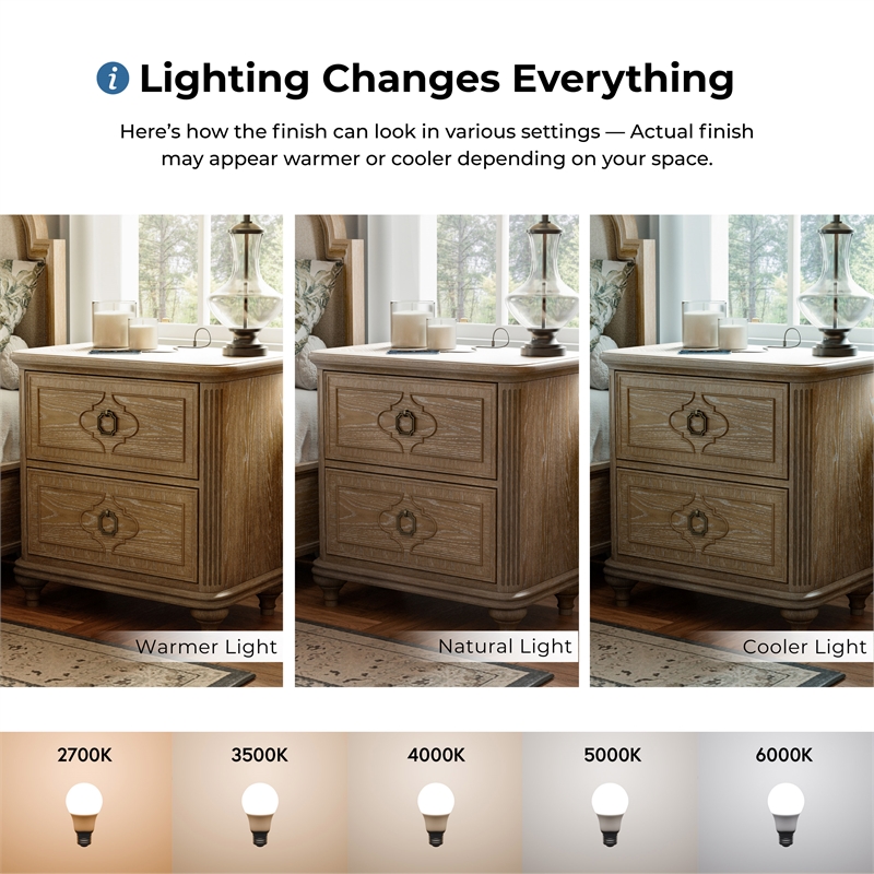 Pemberly Row Transitional Wood King 3-Piece Bedroom Set in Oak