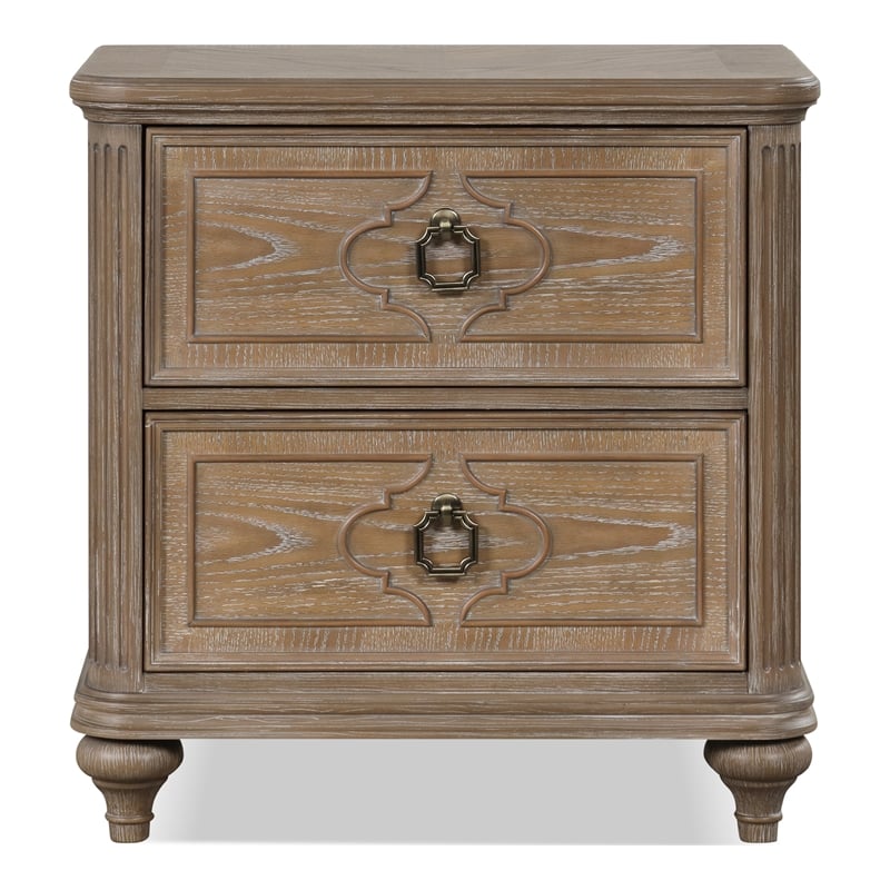 Pemberly Row Transitional Wood King 3-Piece Bedroom Set in Oak