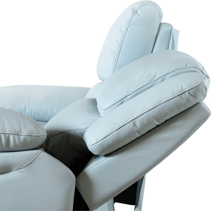 Pemberly Row Transitional Blue Leather Match Manual Reclining Loveseat