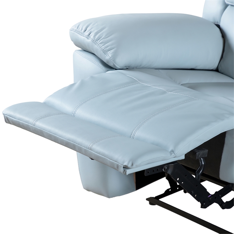 Pemberly Row Transitional Blue Leather Match Manual Reclining Loveseat