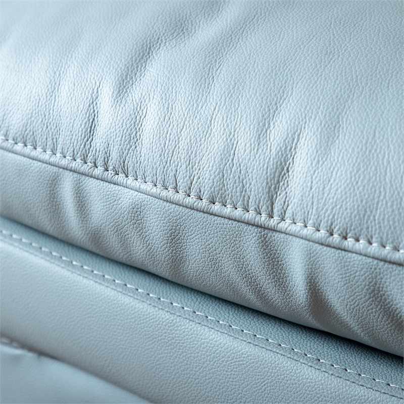 Pemberly Row Transitional Blue Leather Match Manual Reclining Loveseat