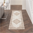 Pemberly Row Transitional Home 10' Runner Fabric Ivory Beige Area Rug