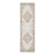 Pemberly Row Transitional Home 10' Runner Fabric Ivory Beige Area Rug