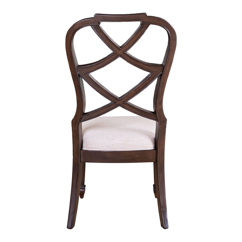 Pemberly Row Contemporary Wood Back Side Chair - Set of 2 in Brown