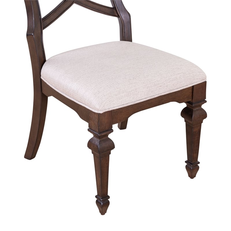 Pemberly Row Contemporary Wood Back Side Chair - Set of 2 in Brown