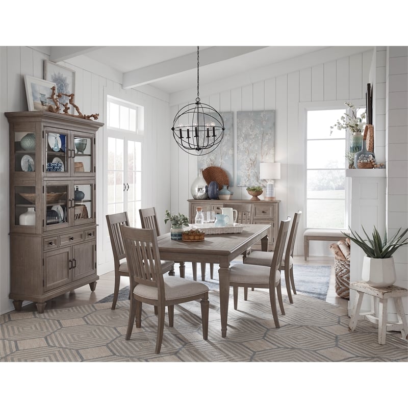 Pemberly Row Wood Home Dovetail Grey Extendable Rectangular Dining Table