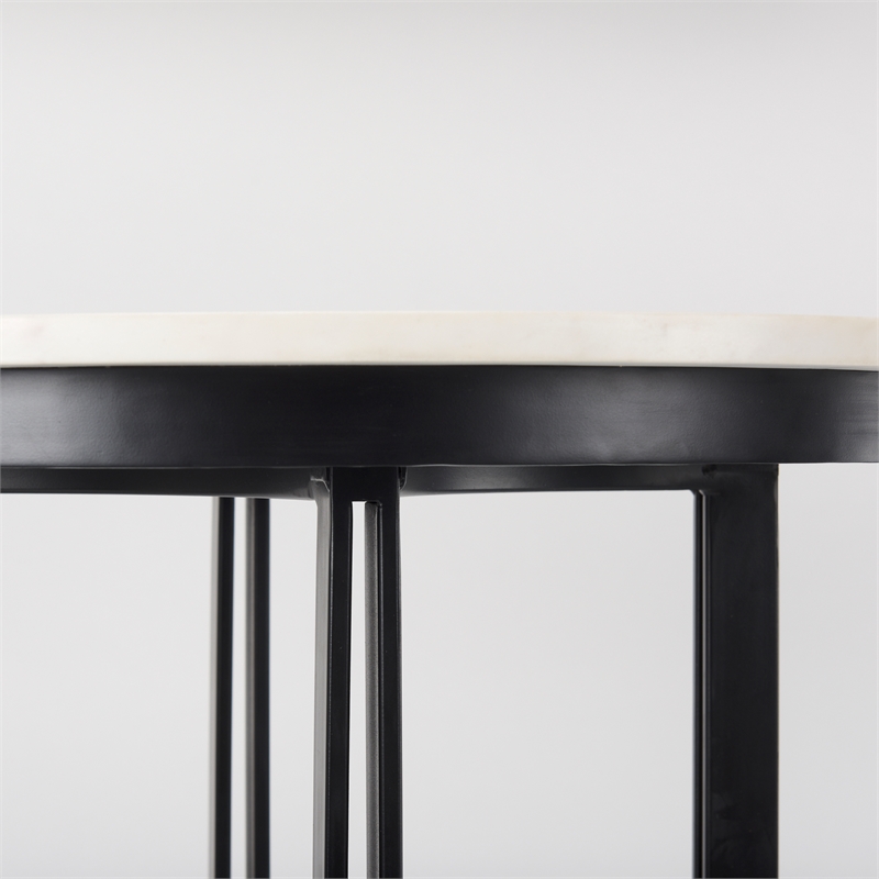 Pemberly Row Contemporary Metal Marble & Matte Black Bistro Table