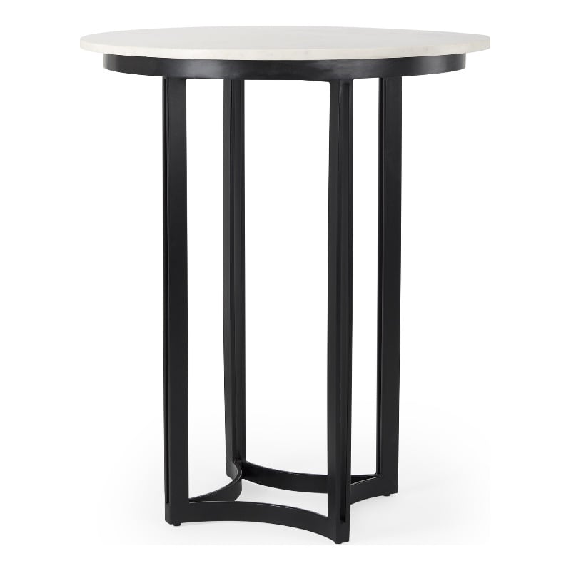 Pemberly Row Contemporary Metal Marble & Matte Black Bistro Table
