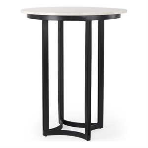 Pemberly Row Contemporary Metal Marble & Matte Black Bistro Table
