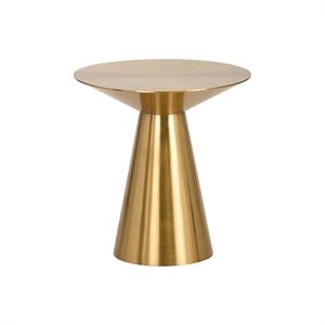 Pemberly Row Contemporary Stainless Steel Anna Side Table in Gold